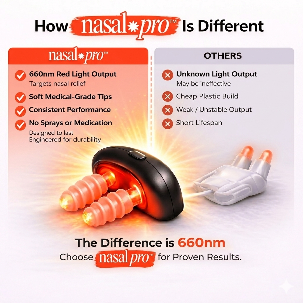 Comparison of nasal pro device with other options highlighting its features.